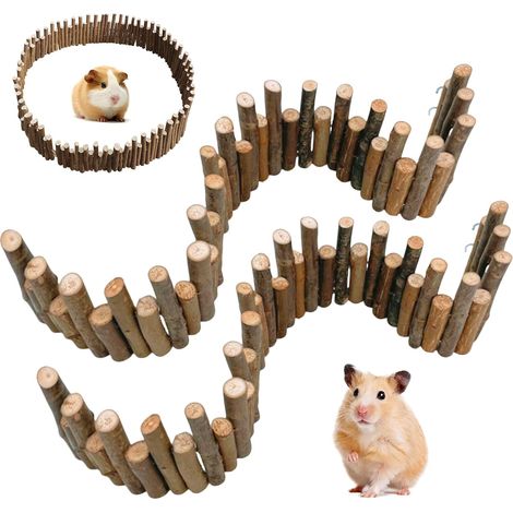 2 x Wooden Hamster Fence, Wooden Fence for Hamster, Climbing Toy for Hamster, Pet Bridge for Small Rodents, Nature Wood for Small Animals, Hamster, Mouse, Rat, Birds, 50 cm (1/5)