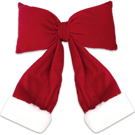 Nœud Papillon De Noël - Velours Rouge 3D - Décoration Pour Arbre De Noël Topper Mur Porte Et Cadeaux - 1 Pièce (1/5)
