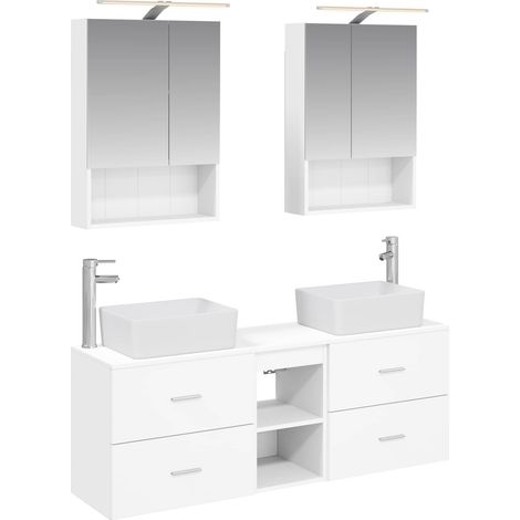 Bathroom Furniture Set 5 pcs White Engineered Wood and Glass vidaXL (1/5)