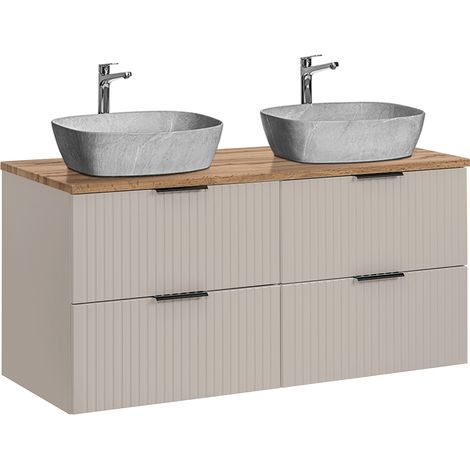 Doppelwaschtisch 120cm Adriel mit 4 Schubladen, Beige