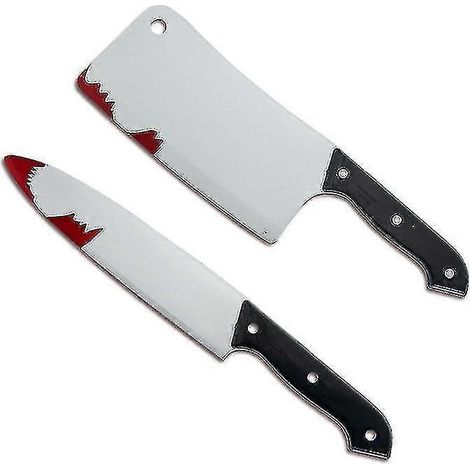 Grand couteau ensanglanté pour Halloween, accessoire de décoration réaliste, jouet de farce, fausse lame. (1/5)