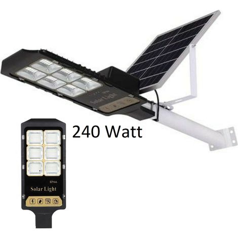 FARO 240W LAMPIONE 432 LED SMD CON PANNELLO SOLARE CREPUSCOLARE IP66 TELECOMANDO (1/5)
