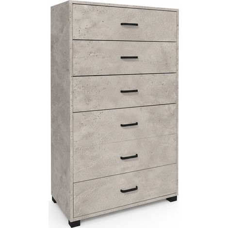 Cassettiera Salvaspazio 6 Cassetti Mobile Settimino Legno 68x40x115 cm cemento