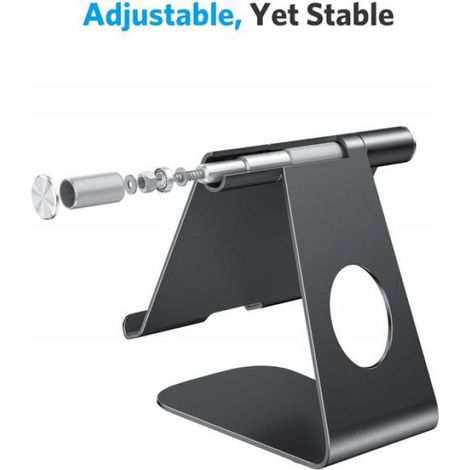 Support de tablette réglable, support pour iPad, support de bureau en aluminium pour tablette — Noir (1/5)