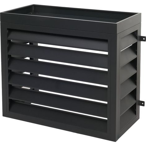 Verkleidung für Klimaanlage/Wärmepumpe HHG-150, Abdeckung Schutzgitter Pflanzkasten, Metall 80x90x38cm anthrazit (1/5)