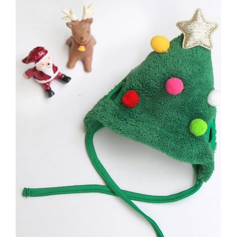 Chapeau De Fête Pour Animal De Compagnie - Serviette Anti-Salive En Polyester - Pour Chien Et Chat Jusqu'à 15 Kg - Vert - Taille S Ou L (1/4)