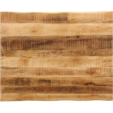 Tischplatte mit Baumkante 90x80x3,8 cm Raues Mango Massivholz