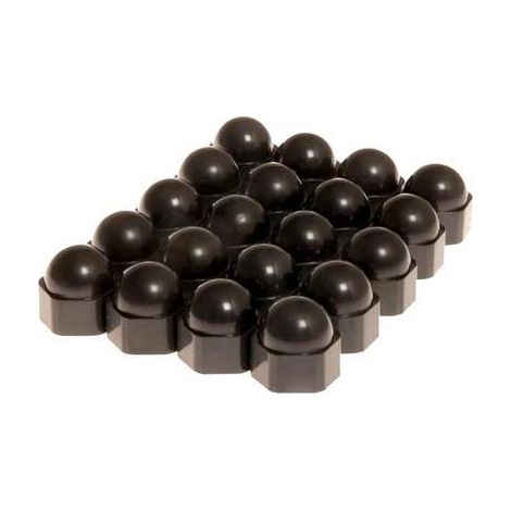 CAPUCHONS POUR ÉCROUS DE ROUES HP AUTOZUBEHÖR CACHES RALLYE NOIRS 17 MM - 20 PCS. 82728 (1/3)