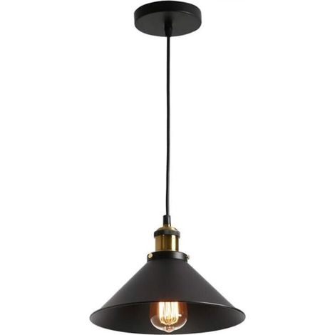 Contemporary metal pendant light with black shade, matte black finish, industrial style, adjustable, for kitchen island or dining room (26 cm) (1/5)
