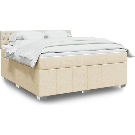 Boxspringbett mit Matratze Creme 180x200 cm Stoff