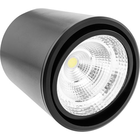 BeMatik - Projecteur de surface LED à tête mobile COB lampe 7W 220VAC 3000K noir 75mm (1/5)