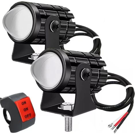 Mini faro LED para motocicleta con arnés de cableado e interruptor, resistente al agua y potente (6000K, 60W, 6000LM), luz antiniebla, apto para motocicletas, automóviles, camiones, tractores y vehícu (1/5)