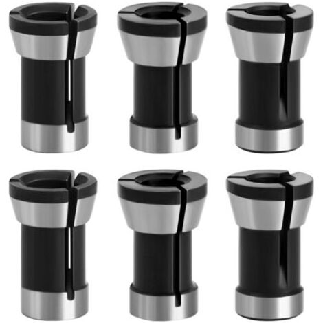 6/6.35/8mm 6 Pièces Tête de Mandrin HSS Pince de Serrage Defonceuse Tête Adaptateur Convertisseur pour Perceuses Machine de Gravure pour Rogneuse Menuiserie électrique Pince de Routeur Titulaire (1/5)