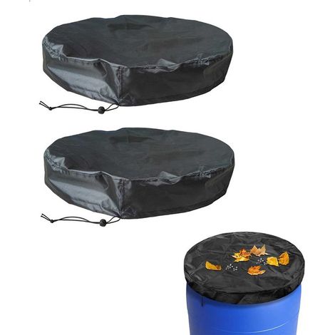 Tapa para depósito de agua (2 piezas), Tapa para cubo de lluvia, Impermeable prueba polvo, Revestimiento resistente rayos UV, lluvia, Color negro (1/5)