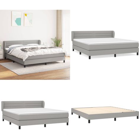 Sommier à lattes de lit avec matelas Gris clair 180x200cm Tissu - Lit Plateforme - Lit Tapissier - Literie - Matelas Ressorts Ensachés - Tête De Lit Ajustable - Home & Living (1/5)