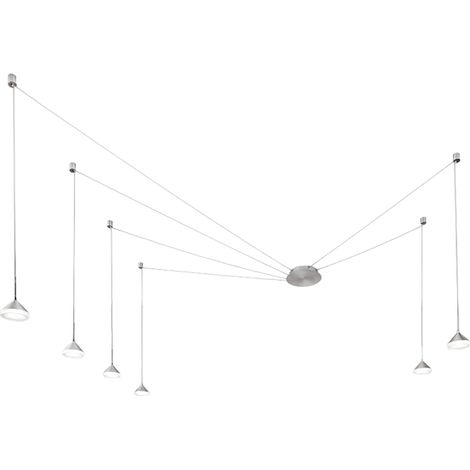Suspension LED Isabella 48W 3000K Dimmable d 350 cm Aluminium satiné - Variateur intelligent intégré