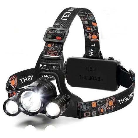 Lampe frontale LED 6000 lumens, 4 modes d'éclairage, rechargeable 18650, étanche, pour casque de chantier, idéale pour la course, la chasse ou la photographie. (1/5)