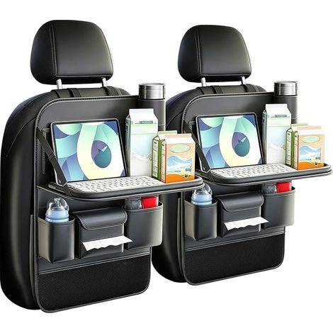 Organisateur Siège Arrière Voiture Cuir avec Table Pliante et Tablette (1/5)