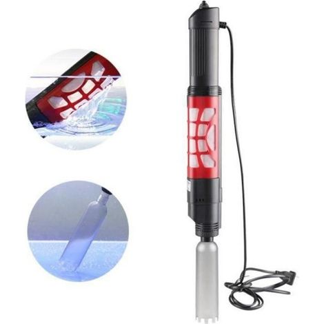 Nettoyeur De Gravier - Aspirateur Aquarium Automatique Pour Entretien Eau - Rouge Et Noir - 1 Pièce (1/4)