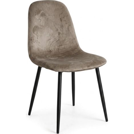 Sedia Design Velluto Moderno Gambe Metallo Nero Sala da Pranzo Tiky TORTORA (1/5)
