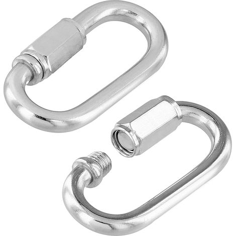 Confezione da 8 maglie rapide M6 - Acciaio inossidabile 304 - Moschettone con bloccaggio per impieghi gravosi fino a 280 kg - Accessori per catene, portachiavi e altro (1/4)