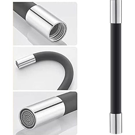 Rallonge de robinet flexible à 360°, réglable, 20 cm, noire (1/5)