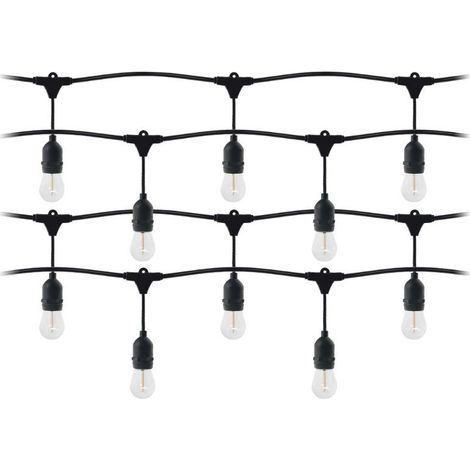 Guirlande Guinguette LED 220V 20M avec 10 Ampoules E27 1W Raccordable - Blanc Chaud 2300K - 3500K - Blanc Chaud (2300K - 3500K) - SILAMP (1/2)