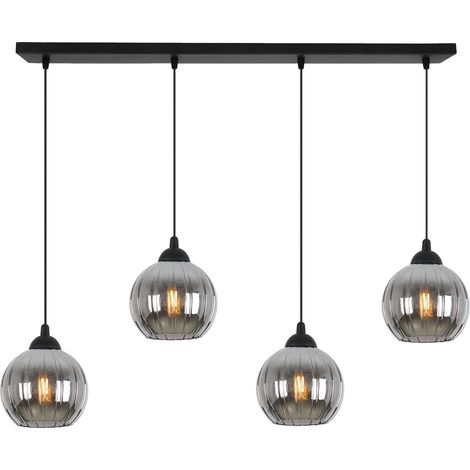 Suspension Costa noire, 4 lampes, boule graphite, E27 (1/5)