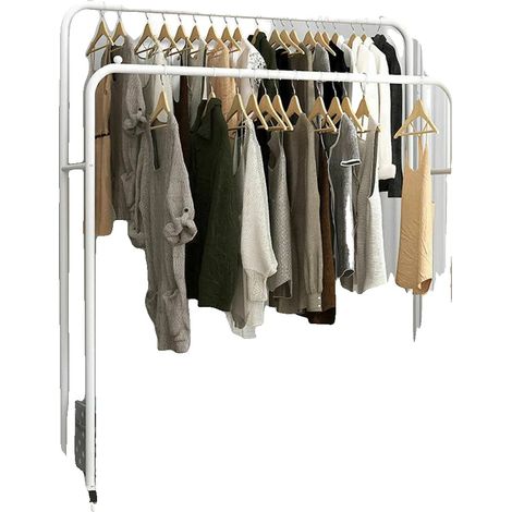 Perchero, diseño móvil, construcción de metal resistente, blanco, L (1/2)