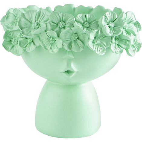 Vase En Forme De Visage - Vase En Résine Blanc Pour Décoration Intérieure - Pot À Plantes Sculptural Moderne - 15 x 14 x 7,5 cm - 1 Pièce (1/5)