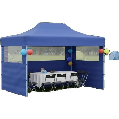 Carpa plegable para fiestas, impermeable, con protección UV, azul. (1/2)