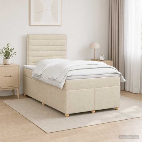 vidaXL Cama box spring con colchón Marrón Oscuro 120 x 200 cm Tela (1/5)