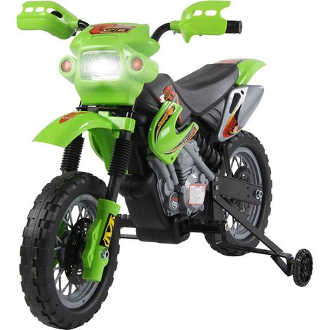Moto eléctrica infantil cross 102 x 58 x 66 cm ruedas antivuelco extraíbles efectos luminosos y sonoros moderna tendencia en PP verde 210000128 (1/5)