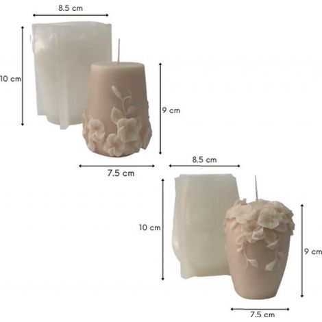 ZoeZo – Kerzenform – Zylindrisches Set – Blumen – 2-teilig – Kerzenformen – Silikonform – Kerzen selber machen – Gips- und Epoxidharzformen – Seifenherstellung (1/5)