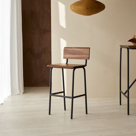Chaise de bar en métal et bois de palissandre Talia (1/5)