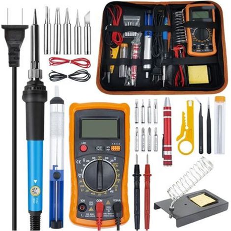 Komplettes 60-W-Lötkolben-Set mit Multimeter, Entlötpumpe, Abisolierzange und Ständer, 110-V-US-Stecker (1/5)
