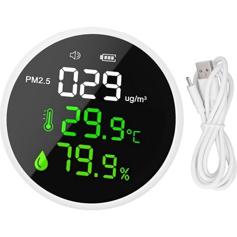 Luftqualitätsmonitor für Innenräume, PM2,5-Messgerät, Mini, tragbar, intelligenter Sensor, Temperatur- und Feuchtigkeitsmesser