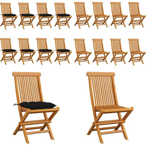 Gartenstühle mit Schwarzen Kissen 8 Stk. Massivholz Teak - Teakholzmöbel - Gartenstühle - Klappstühle - Esszimmerstühle - Outdoormöbel - Home & Living (1/5)