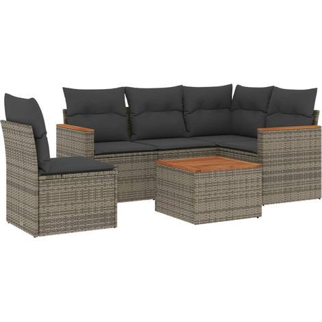 Maison Exclusive - 6-tlg. Garten-Sofagarnitur mit Kissen Grau Pol