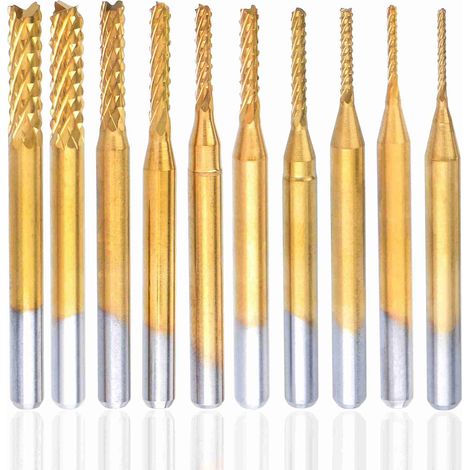 10-teiliges Set aus 3 mm (1/8") Schaft-Rotationsfräsern und Entgratwerkzeugen aus Hartmetall (0,8-3,175 mm Durchmesser) (1/5)