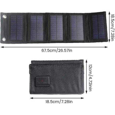 Panneau Solaire - 10 W Chargeur Solaire Portable - Ports USB Panneau Solaire Étanche - Banque d'Alimentation Solaire Sans Fil Pour Smartphones - Vert (1/5)