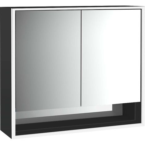 loft Armario con espejo iluminado y estante inferior, 800mm, 2 (1/5)