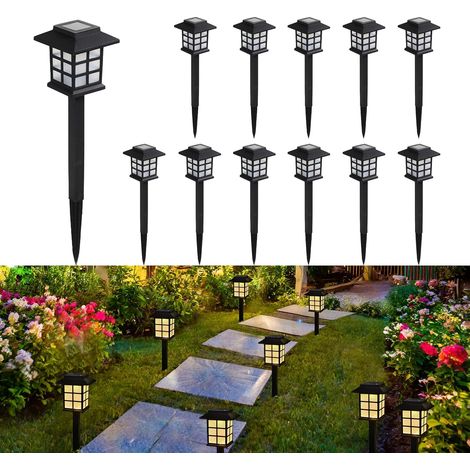 12 luces solares para patio, jardín, villa, casa y terraza: iluminación solar decorativa para exteriores, luz cálida. (1/5)