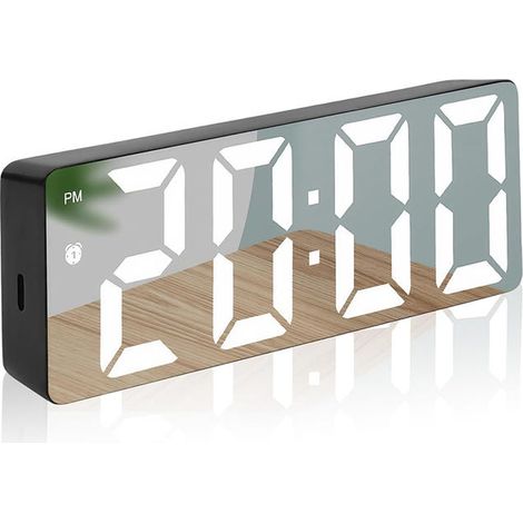 LED-Digitalwecker (weiß), Schlummerfunktion, Digitalanzeige mit Anzeige von Uhrzeit und Datum, einstellbare Helligkeit (1/5)