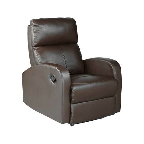Sillón relax reclinable mediante palanca Bristol tapizado en polipiel marrón, 72 cm(ancho) 100/80cm(altura) 94/593 cm(fondo) (1/2)