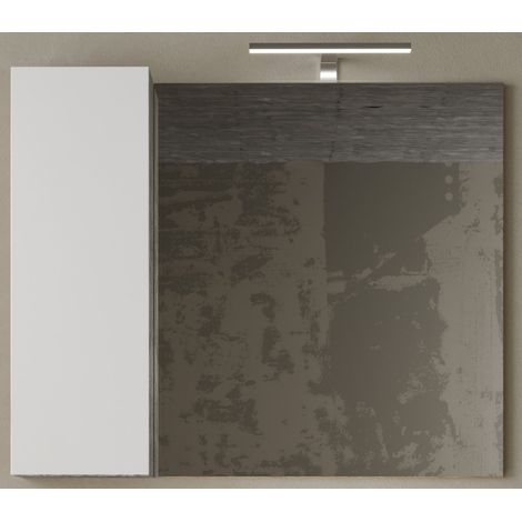 Designspiegel mit Stauraum, 92x75 cm, Kollektion BURA, Farbe glänzend weiß und Beton (1/2)