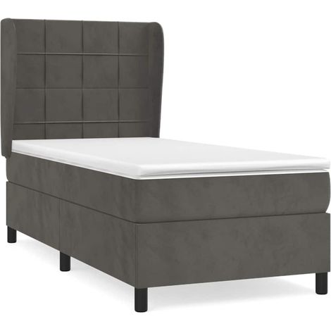 Maison Exclusive - Sommier à lattes de lit et matelas Gris foncé 90x190 cm Velours (1/5)