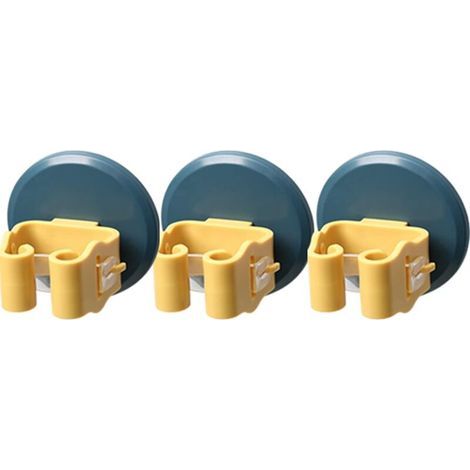 Besenhalter – Wandmontage ohne Bohren – Kompatibel mit Besen mit rundem oder flachem Stiel – 3er-Pack – 7,5 x 7,5 x 6 cm (1/5)