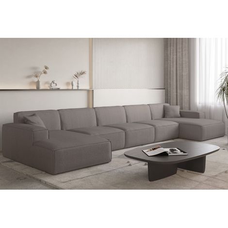 Wohnlandschaft Sofa U-Form CELES PREMIUM XL in Stoff Scala Taupe (1/3)
