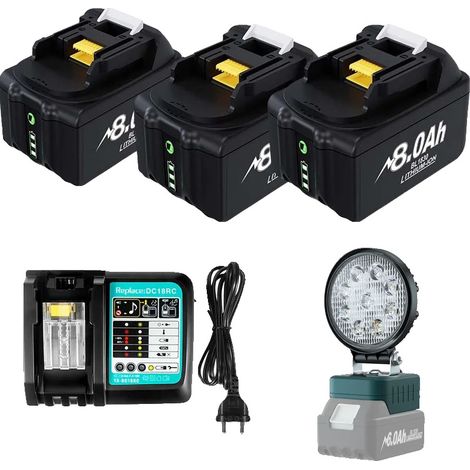 Batería para herramientas eléctricas, capacidad de 8000 mAh, compatible con BL1830, se adapta a 3 (1/2)